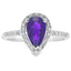 Genuine .98ct Amethyst Diamond Ring in 14KT White Gold