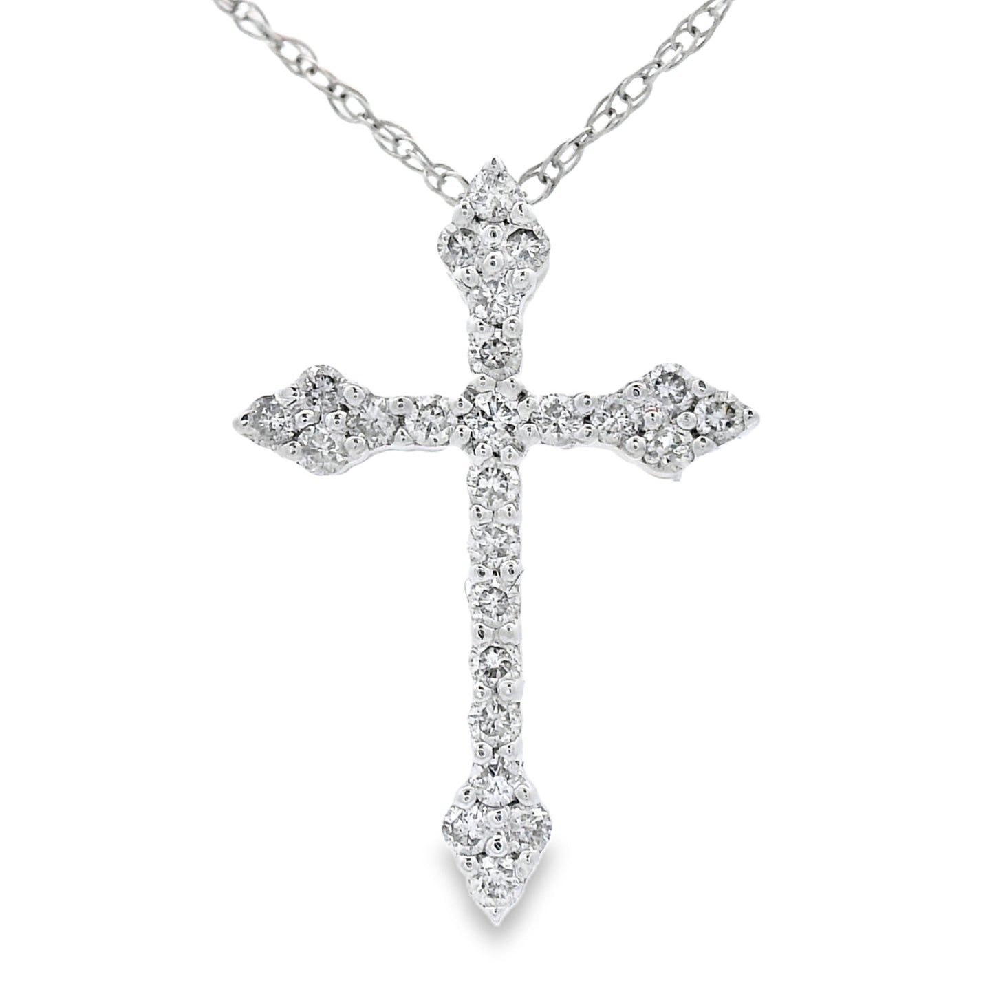 Pendentif croix en diamant de 0,16 ct en or blanc 14KT