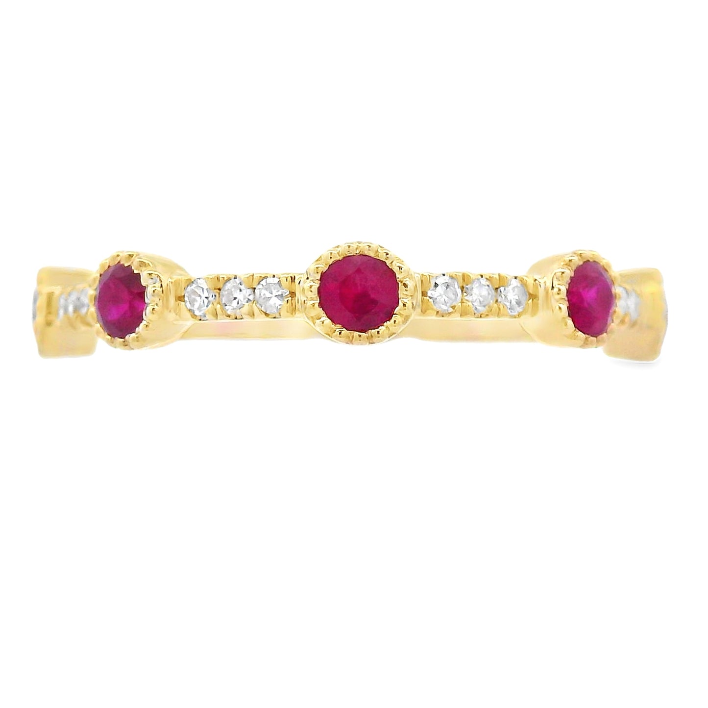 .46ct Ruby Diamond Stackable Band Set in 14KT Yellow Gold