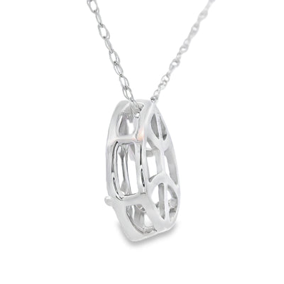 Rose Quartz Diamond Pendant in 10KT White Gold