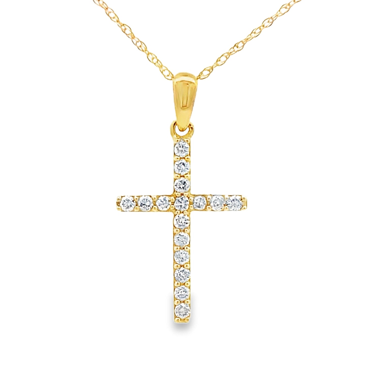Pendentif croix en diamant de 0,19 ct en or jaune 14KT