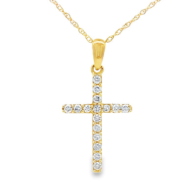 .19ct Diamond Cross Pendant in 14KT Yellow Gold