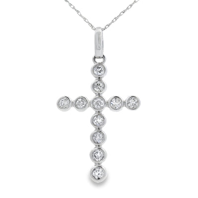 Pendentif Croix en Diamant de 0,50 ct en Or Blanc 14KT