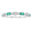 Conjunto de Anillos Apilables con Diamantes y Esmeraldas en Oro Blanco de 14KT