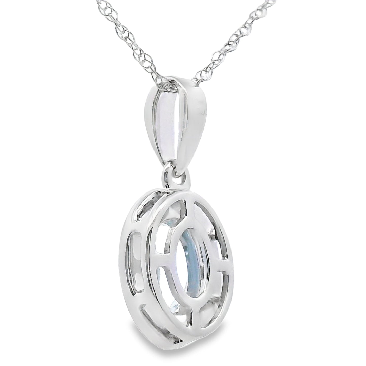 Aquamarine Diamond Pendant in 10KT White Gold