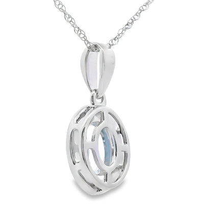 Aquamarine Diamond Pendant in 10KT White Gold