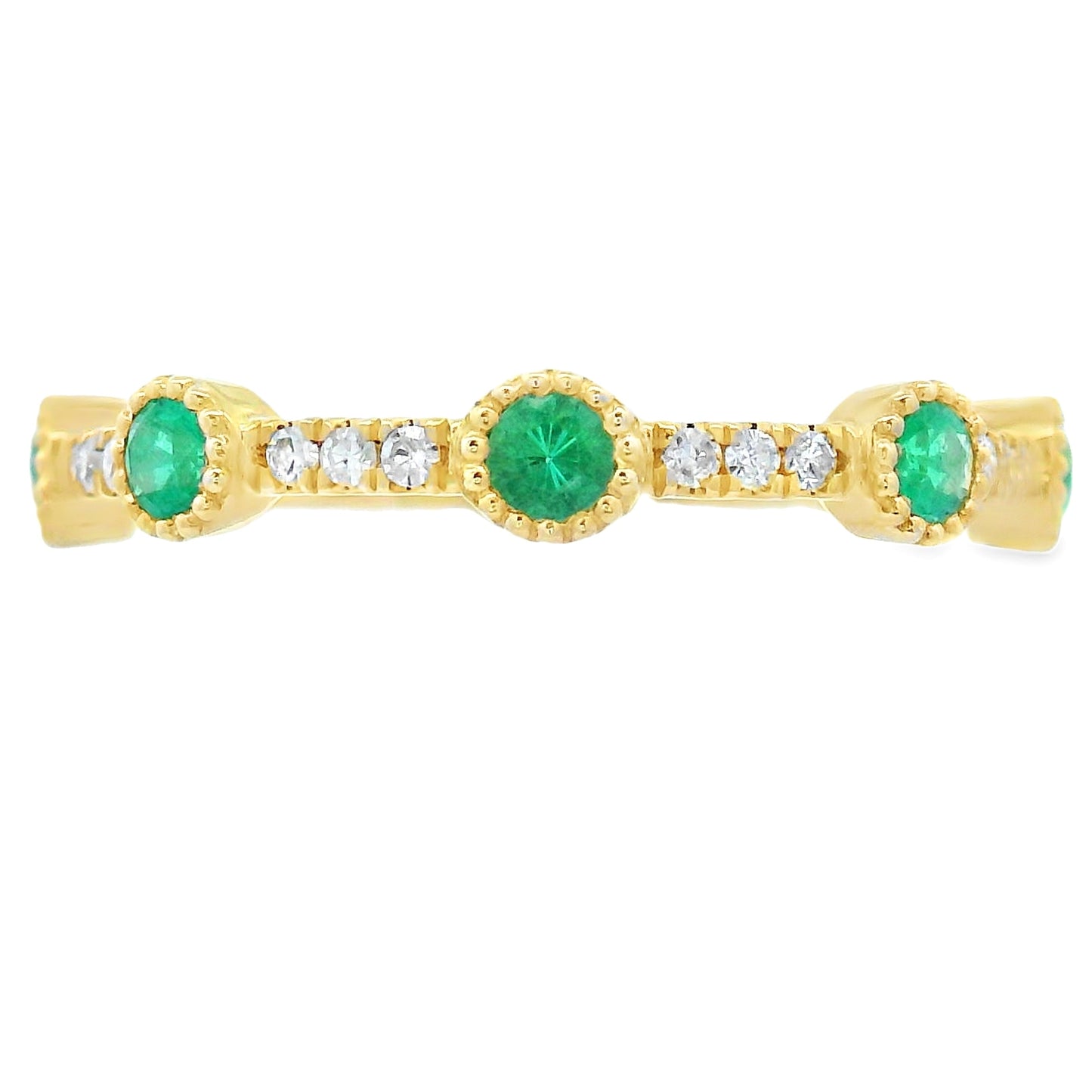 Ensemble de Bagues Empilables en Diamant Émeraude en Or Jaune 14KT