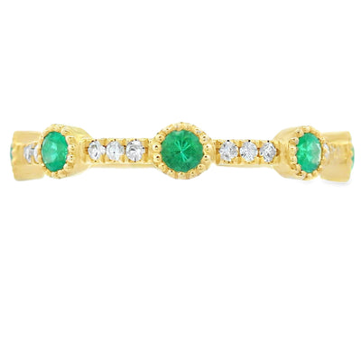 Emerald Diamond Stackable Band Set in 14KT Yellow Gold