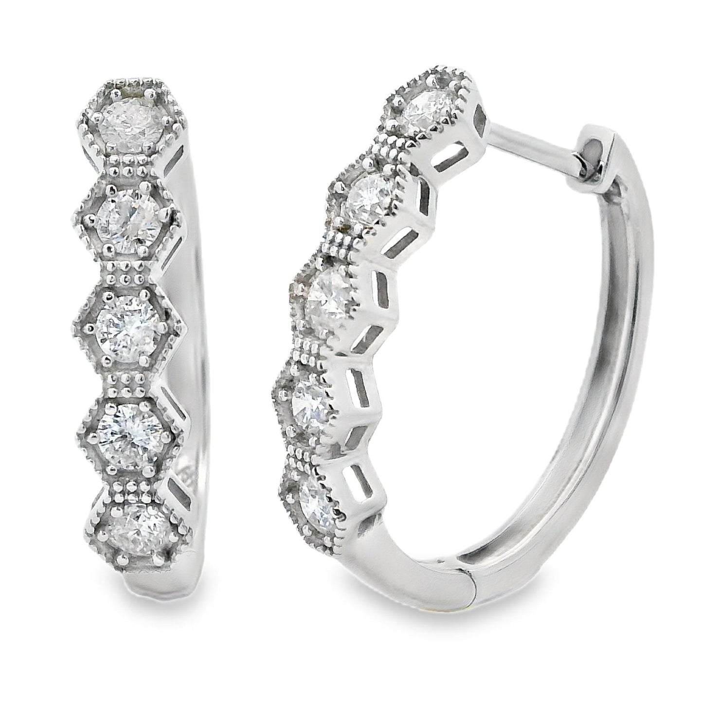 Genuine .50ct Diamond Hoop Earrings in 14KT White Gold