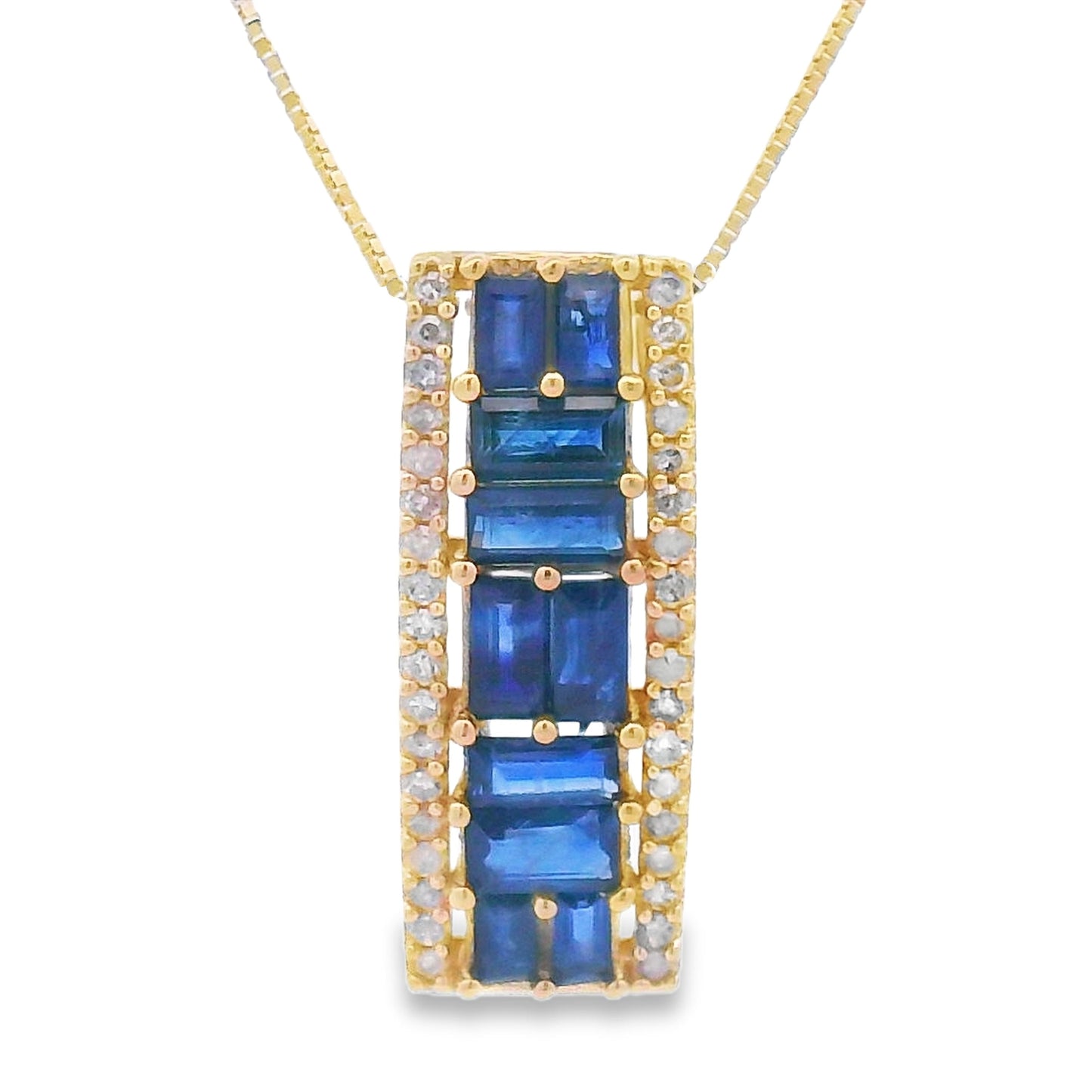 Sapphire Diamond Fashion Pendant in 14KT Yellow Gold
