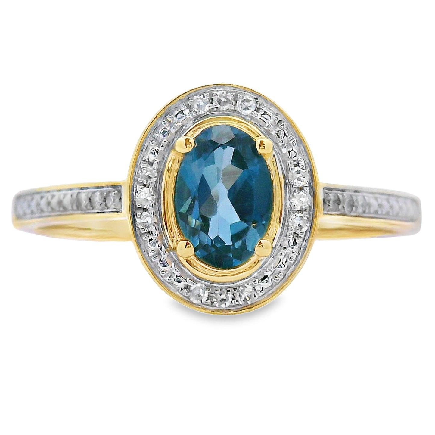 .59ct London Blue Topaz & Diamond Ring in 10KT Yellow Gold