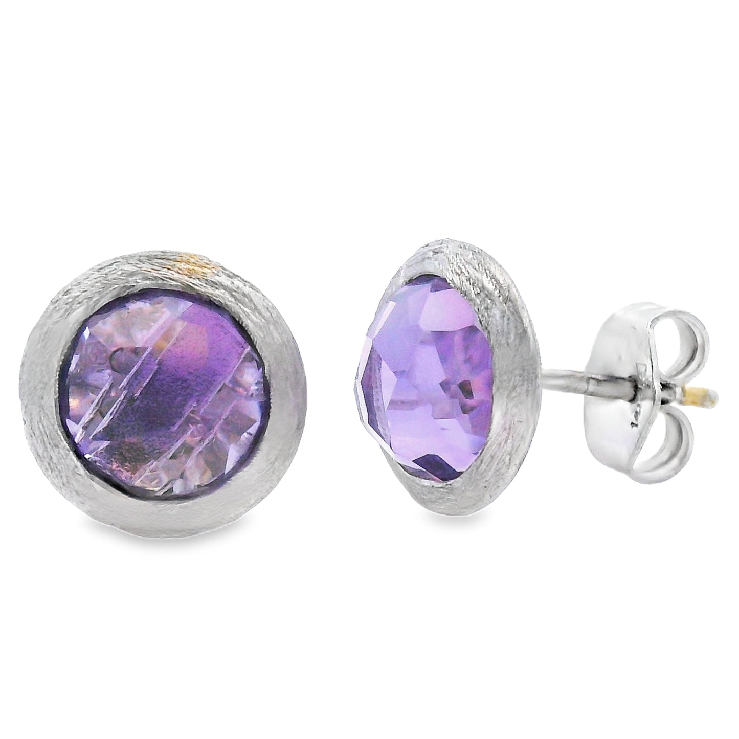 Natural 2.20ct Amethyst Earrings in 14KT White Gold