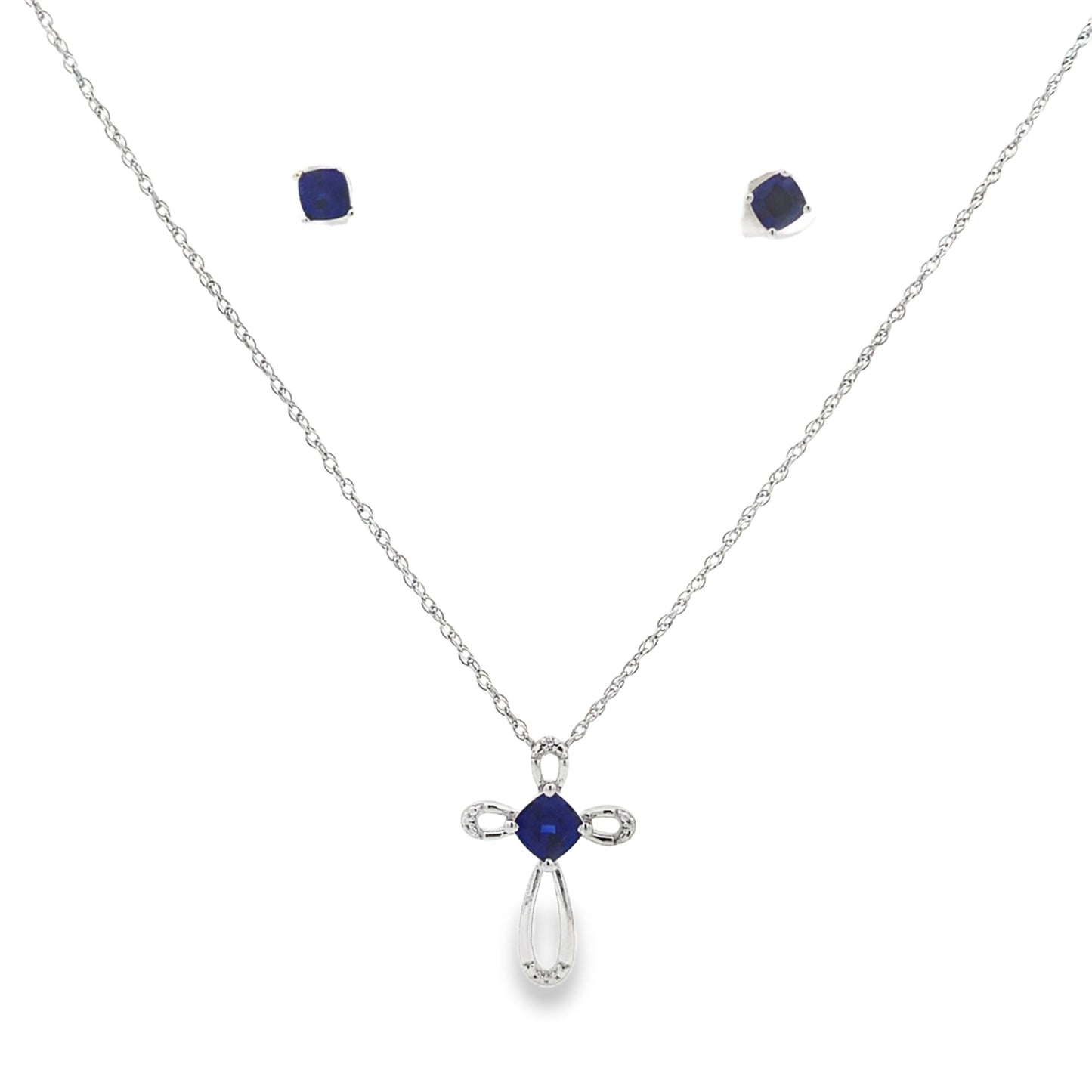 Ensemble de bijoux en saphir créé véritable en argent sterling