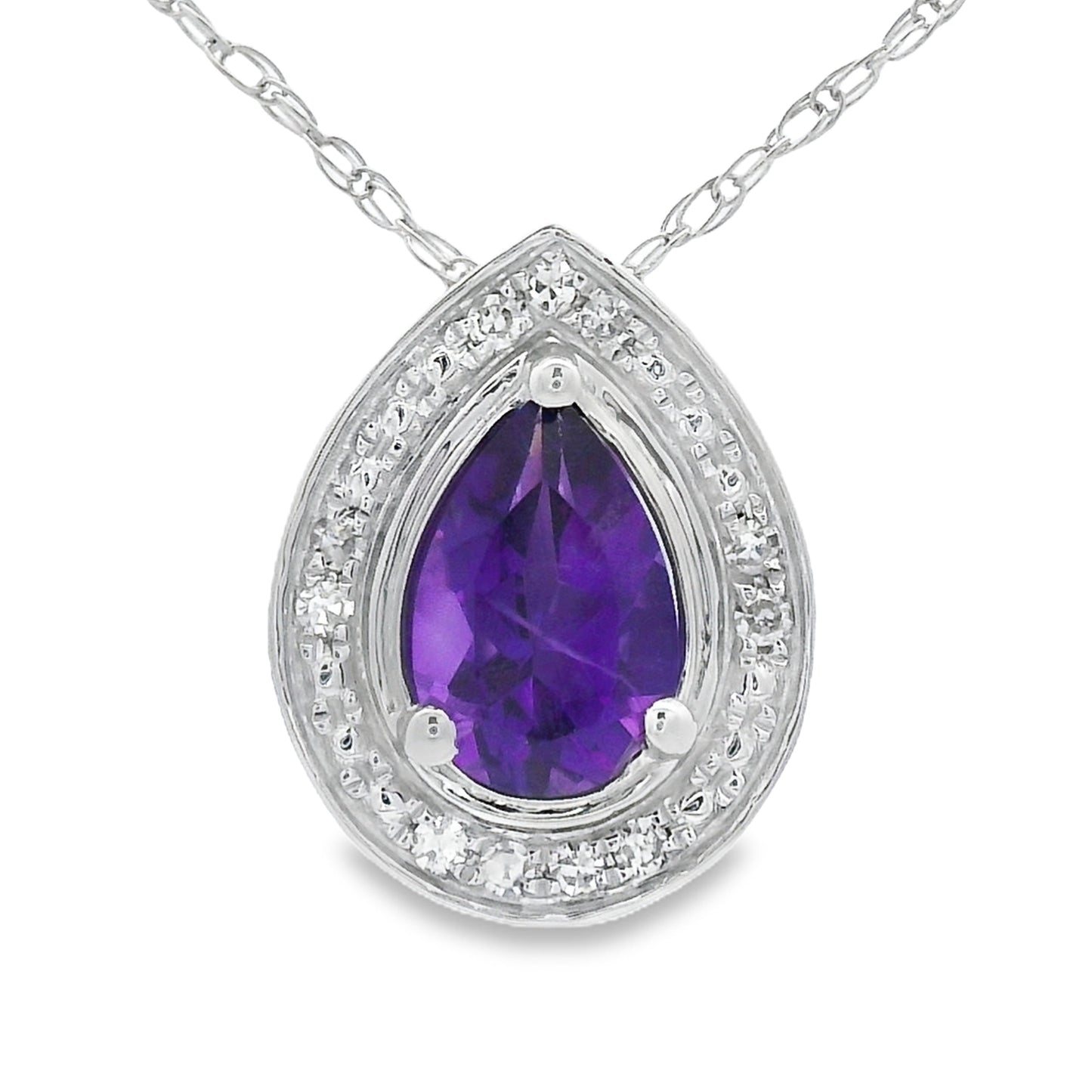 .37ct Colgante de Amatista y Diamante en Oro Blanco de 10KT