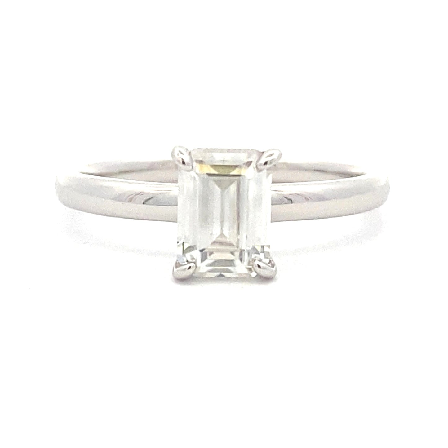Natural .98ct Moissanite Engagement Ring in Sterling Silver