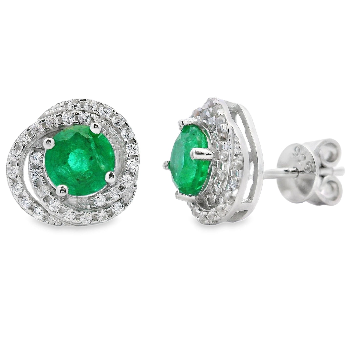 1.66ct Emerald Zircon Stud Earrings in Sterling Silver