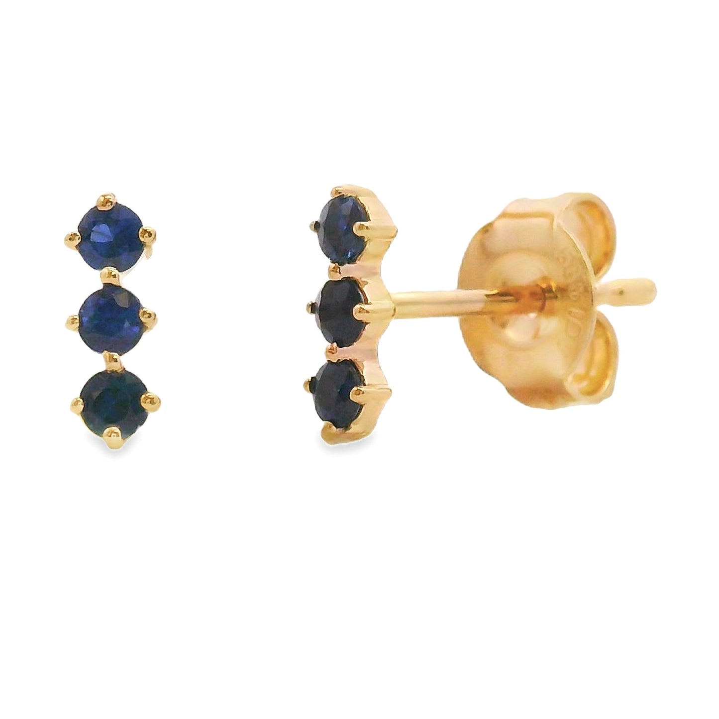 Genuine .20ct Sapphire Earrings in 14KT Yellow Gold