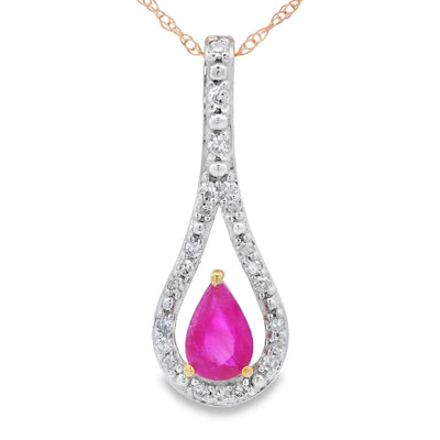 .48ct Pendentif en Rubis et Diamant en Or Jaune 10KT