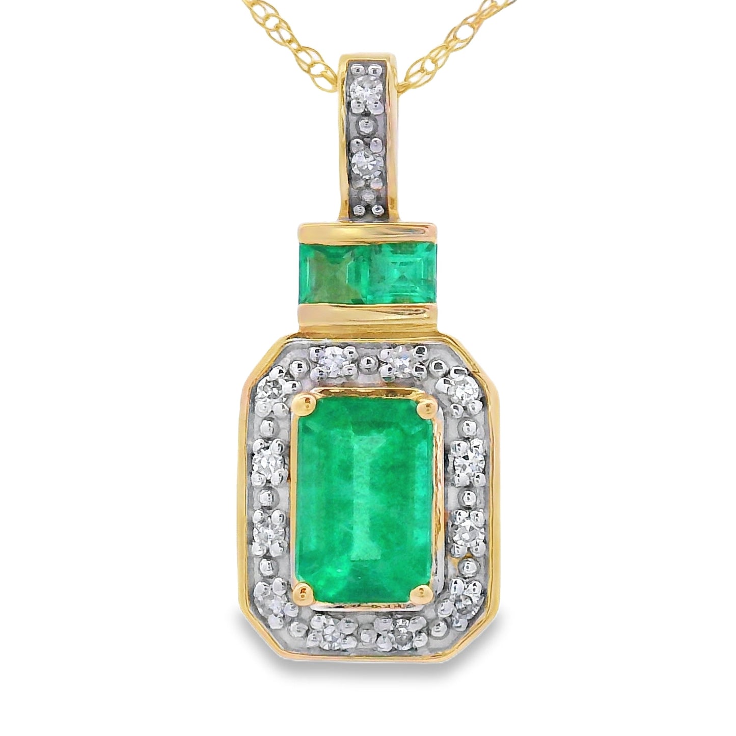 .64ct Colgante de Esmeralda y Diamante en Oro Amarillo de 14KT