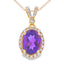 Amethyst Diamond Pendant in 14KT Yellow Gold