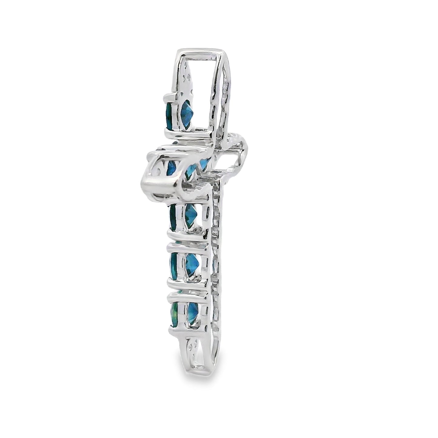 Pendentif Croix en Saphir de 1,68 ct en Or Blanc 14KT