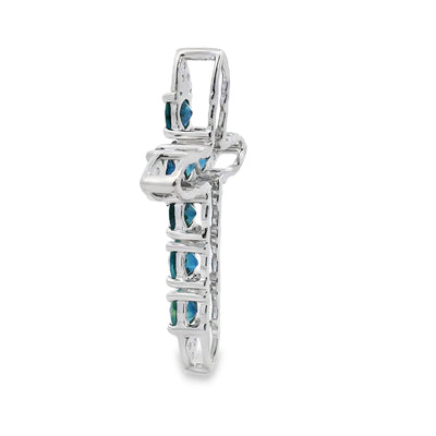 Pendentif Croix en Saphir de 1,68 ct en Or Blanc 14KT