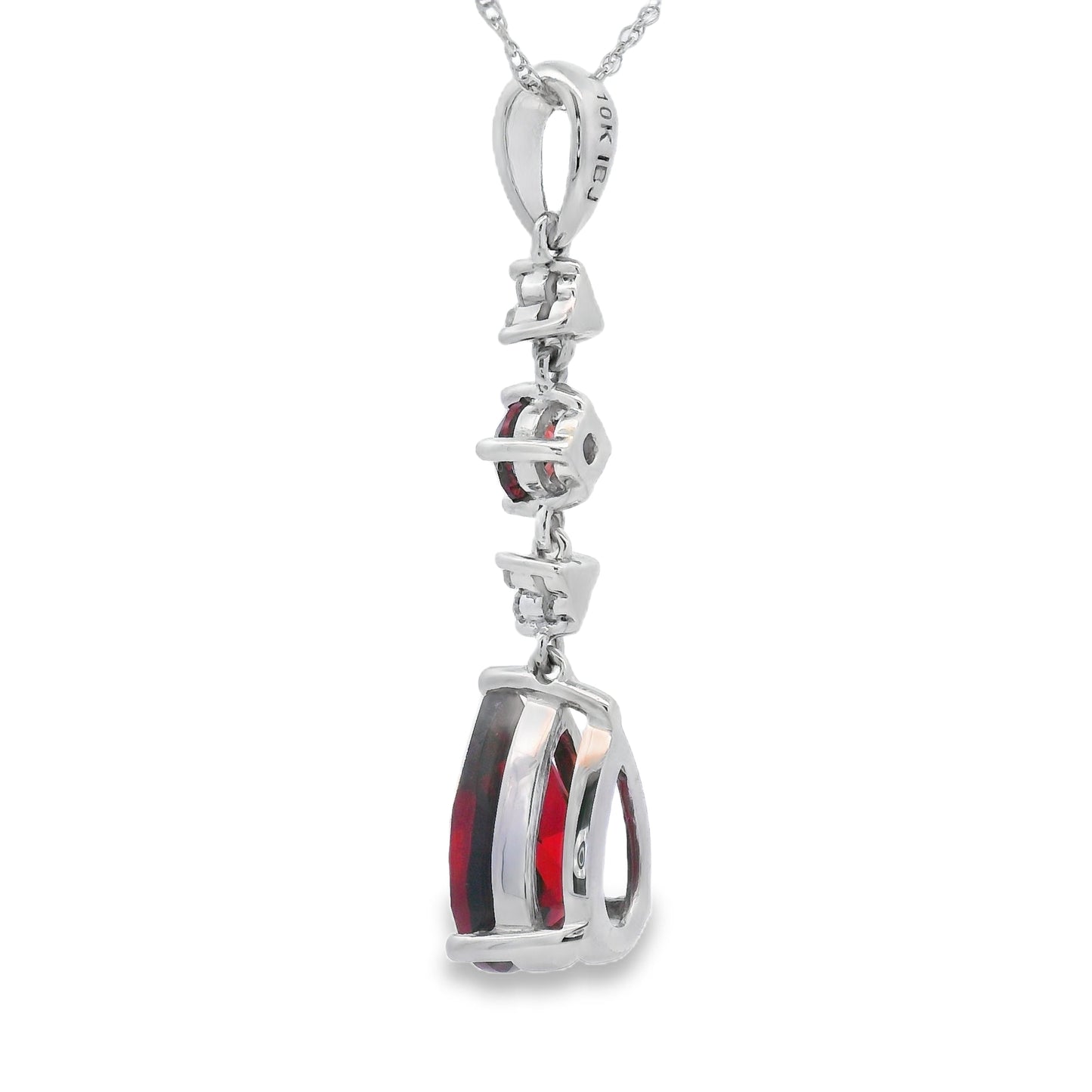 2.25ct Garnet and Diamond Pendant in 14KT White Gold