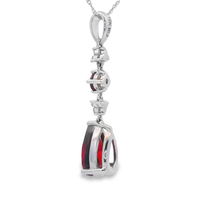 Pendentif en Grenat et Diamant de 2,25 ct en Or Blanc 14KT