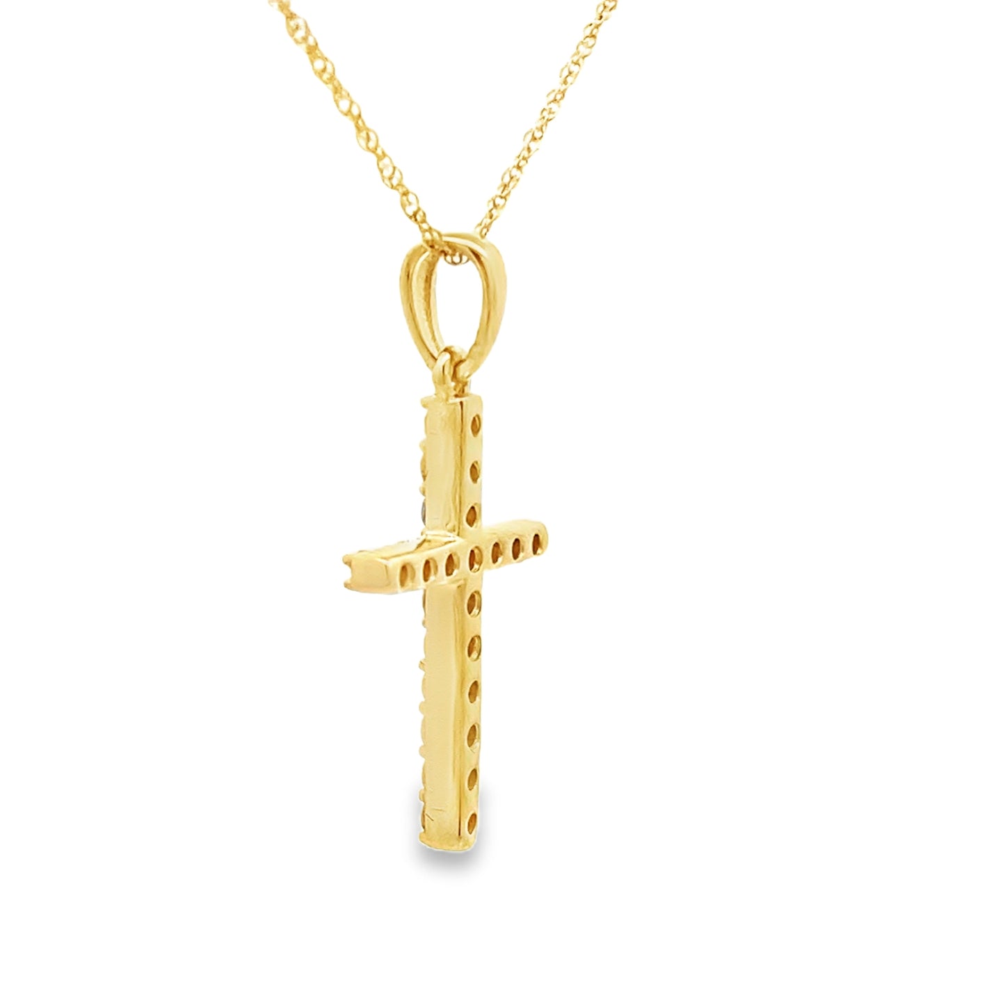 Pendentif croix en diamant de 0,19 ct en or jaune 14KT