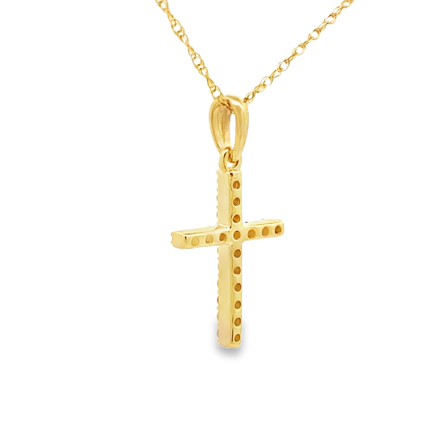 Colgante de Cruz de Diamante de 0.10ct en Oro Amarillo de 14KT