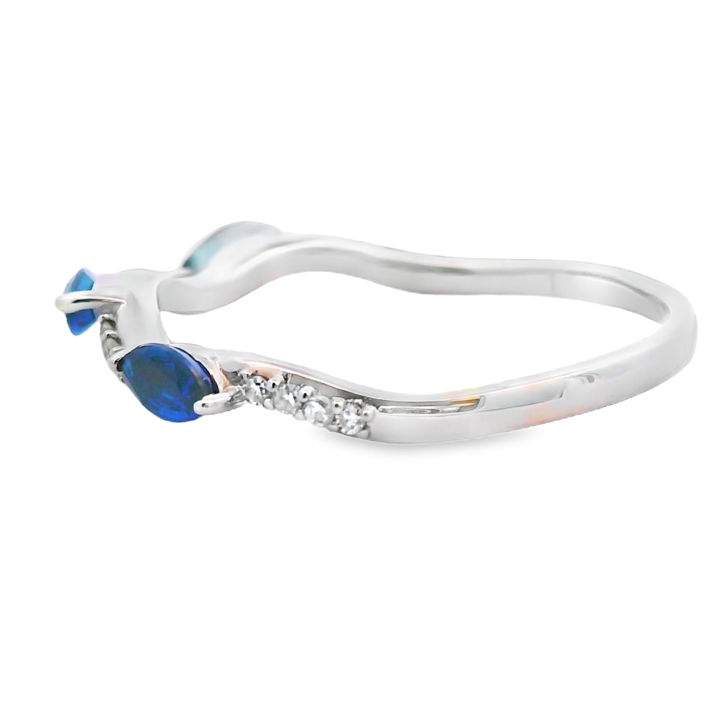 Ensemble de Bagues Empilables en Saphir et Diamant en Or Blanc 14KT