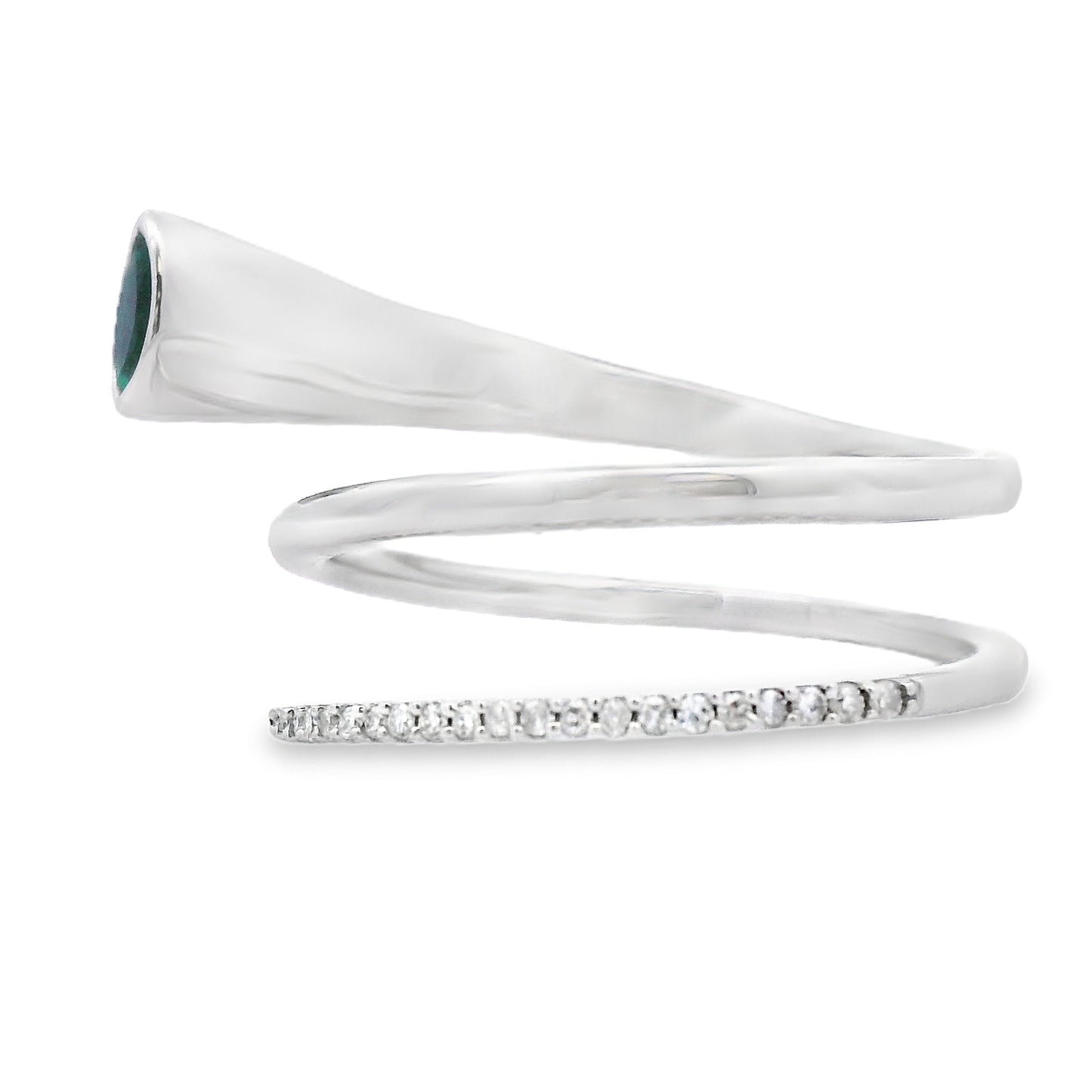 Genuine .75ct Emerald and Diamond Ring in 14KT White Gold