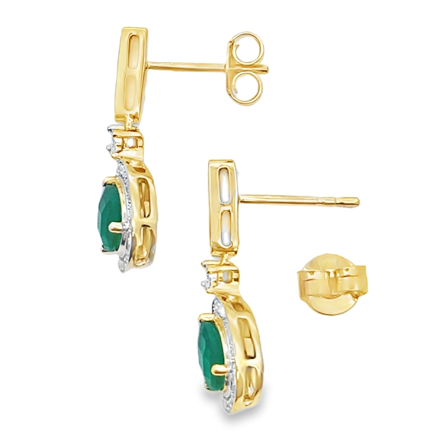 Chalcedony Diamond Dangle Earrings in 10KT Yellow Gold
