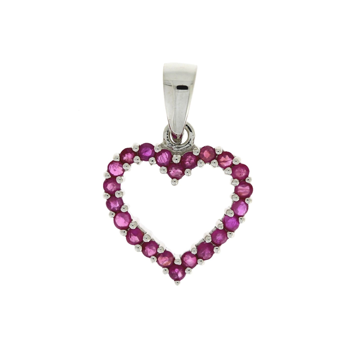 Genuine Ruby Heart Love Pendant in 10KT White Gold