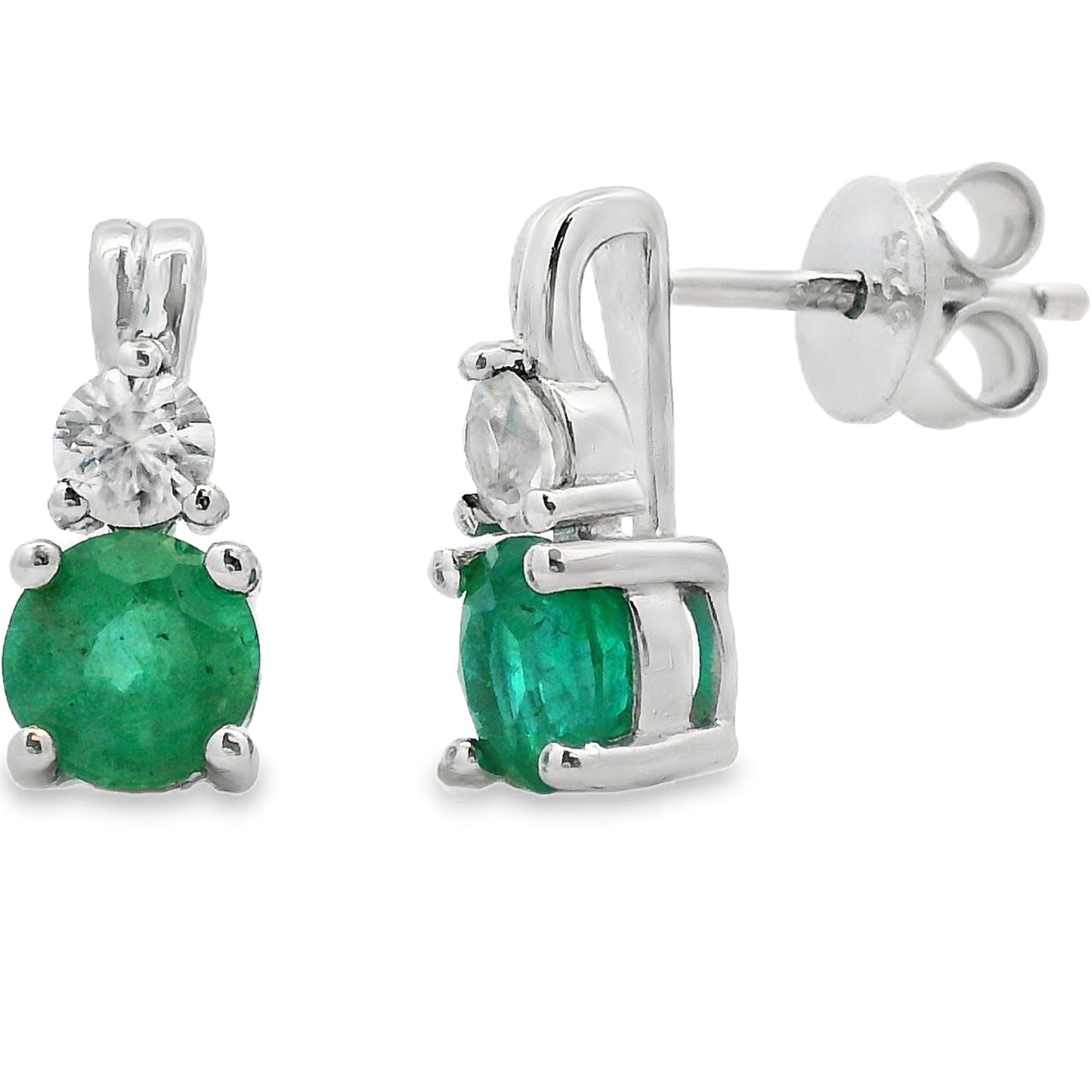 Boucles d'oreilles en zircon émeraude naturel de 1,32 ct en argent sterling