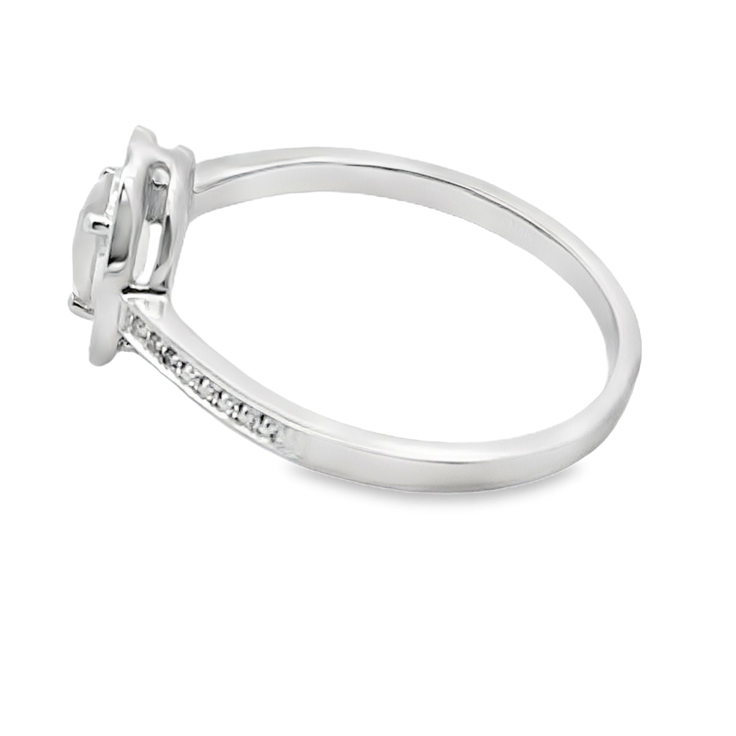 Natural .44ct Rose Quartz Diamond Ring in 10KT White Gold