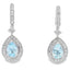 Pendientes Colgantes de Diamante de Aguamarina en Oro Blanco de 10KT
