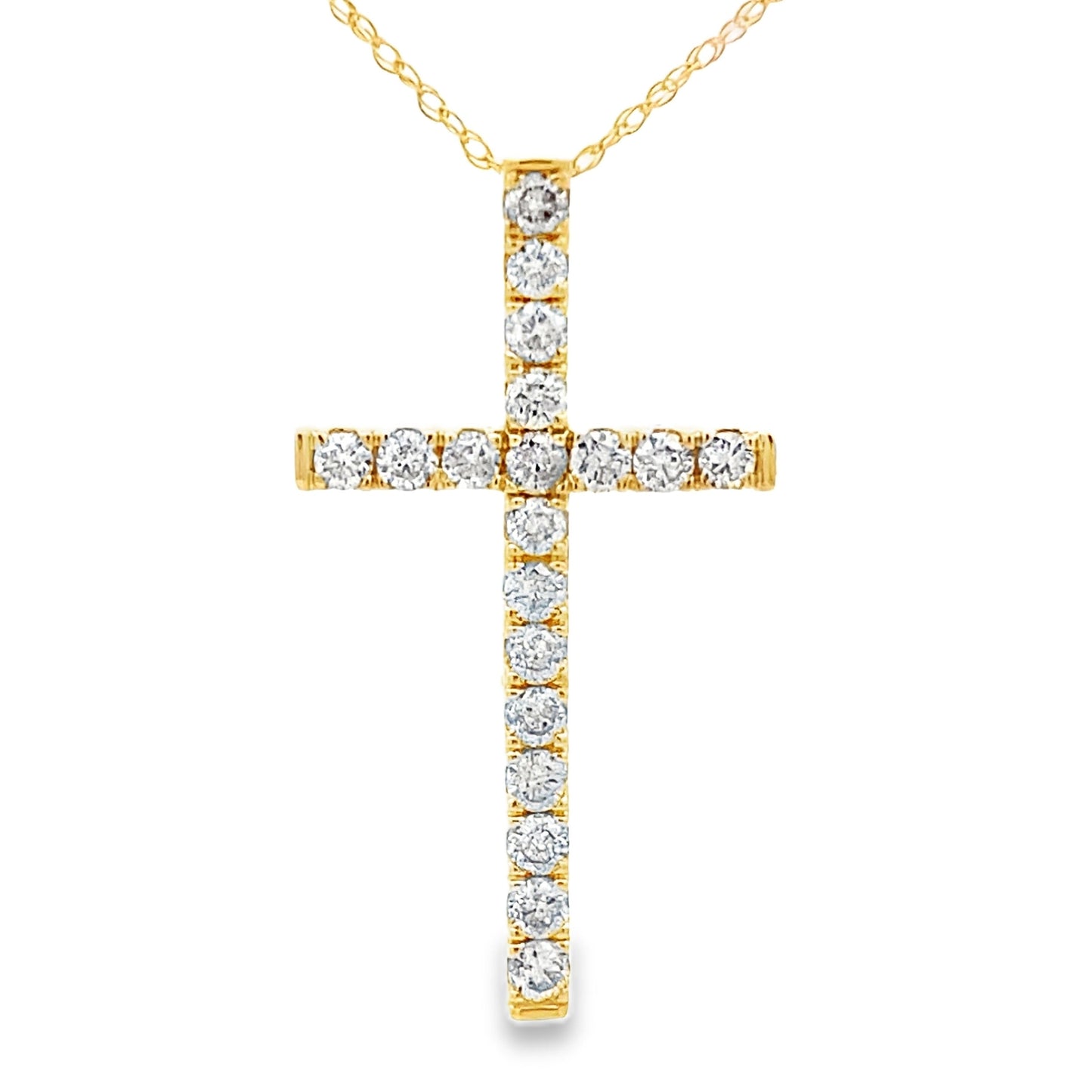 Colgante de Cruz de Diamante de 0.50ct en Oro Amarillo de 14KT