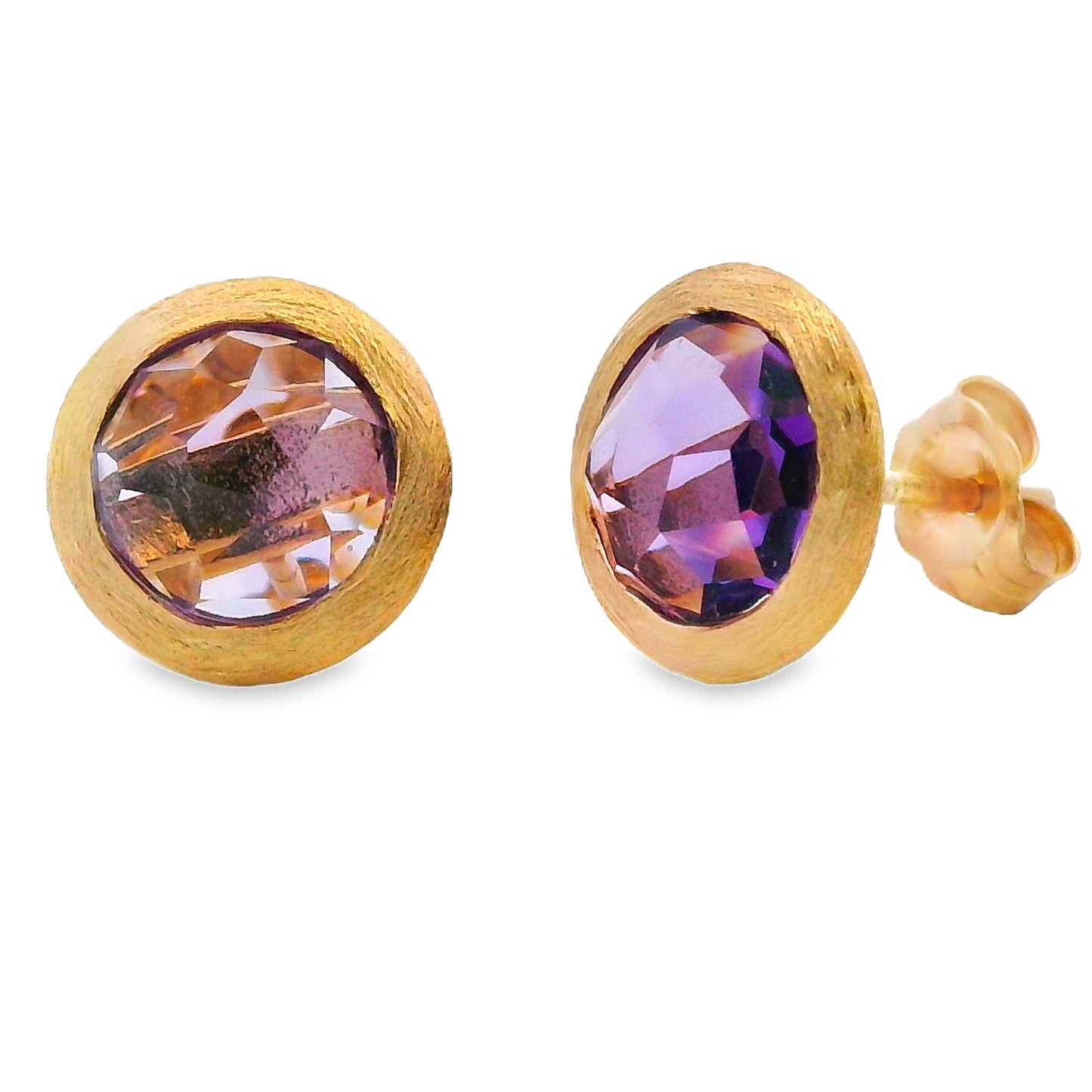 Natural 2.20ct Amethyst Earrings in 14KT Yellow Gold