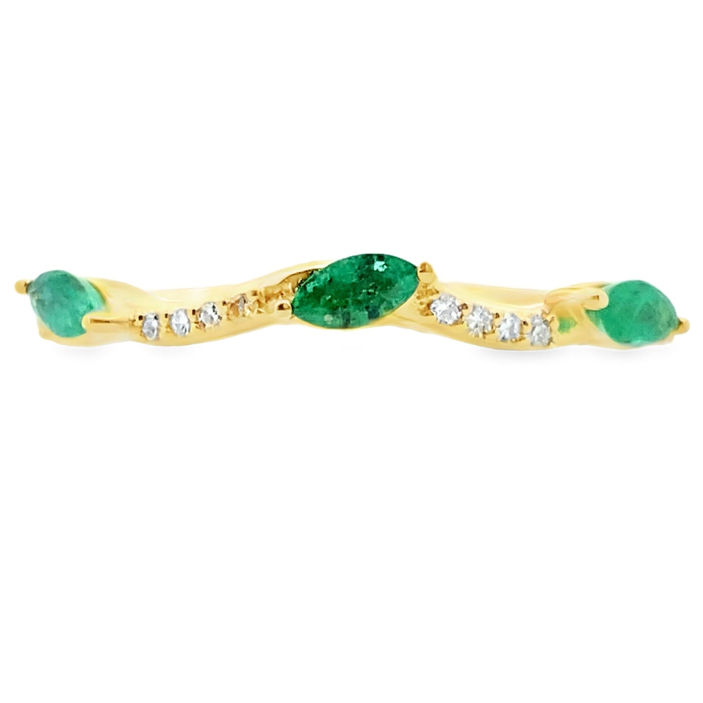 Emerald Diamond Stackable Band Set in 14KT Yellow Gold