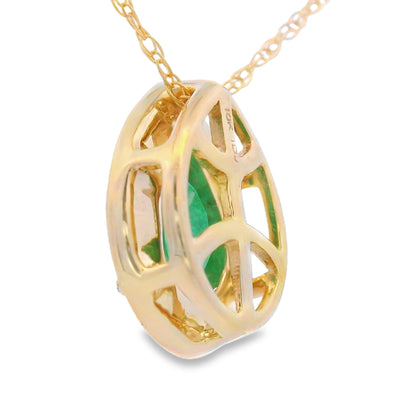 .41ct Emerald and Diamond Pendant in 10KT Yellow Gold