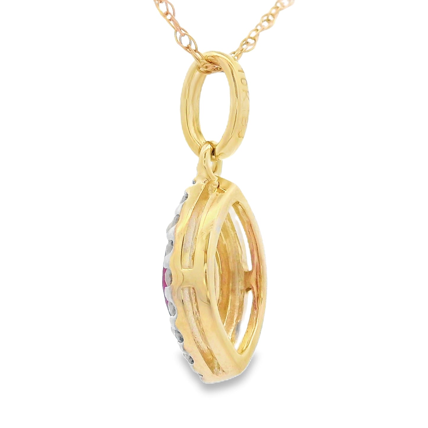 .26ct Pendentif en Rubis et Diamant en Or Jaune 10KT