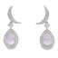 Rose Quartz Diamond Dangle Earrings in 10KT White Gold
