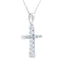 .20ct Pendentif Croix en Émeraude en Or Blanc 14KT