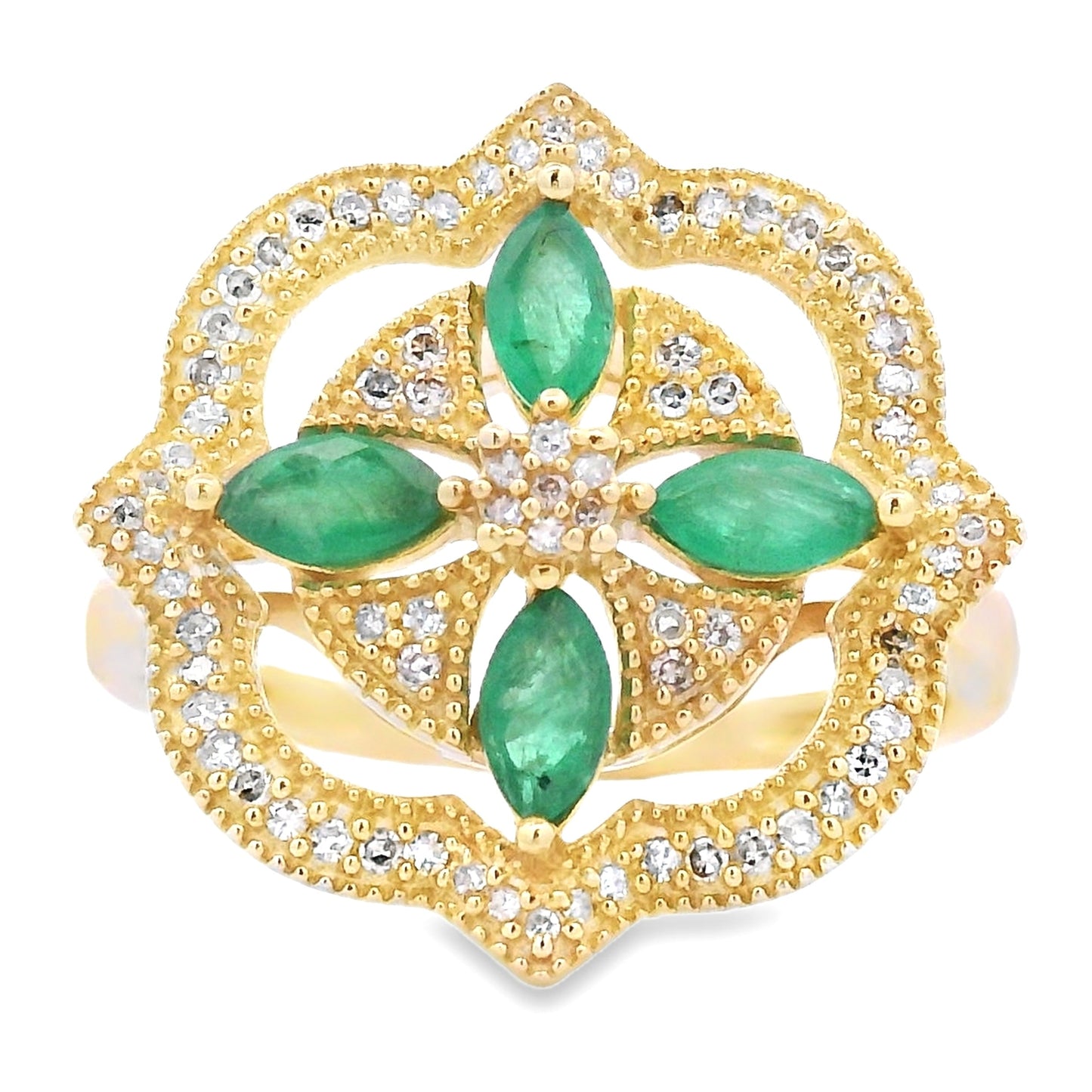 Bague en diamant émeraude naturelle de 0,69 ct en or jaune 14KT