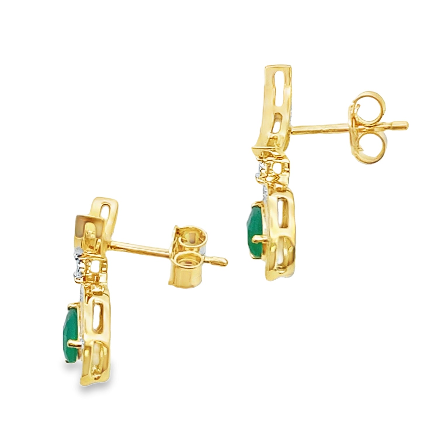 Chalcedony Diamond Dangle Earrings in 10KT Yellow Gold