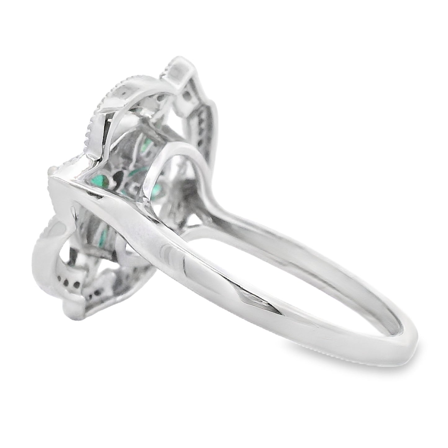 Bague en Émeraude et Diamant de 0,69 ct en Or Blanc 14KT