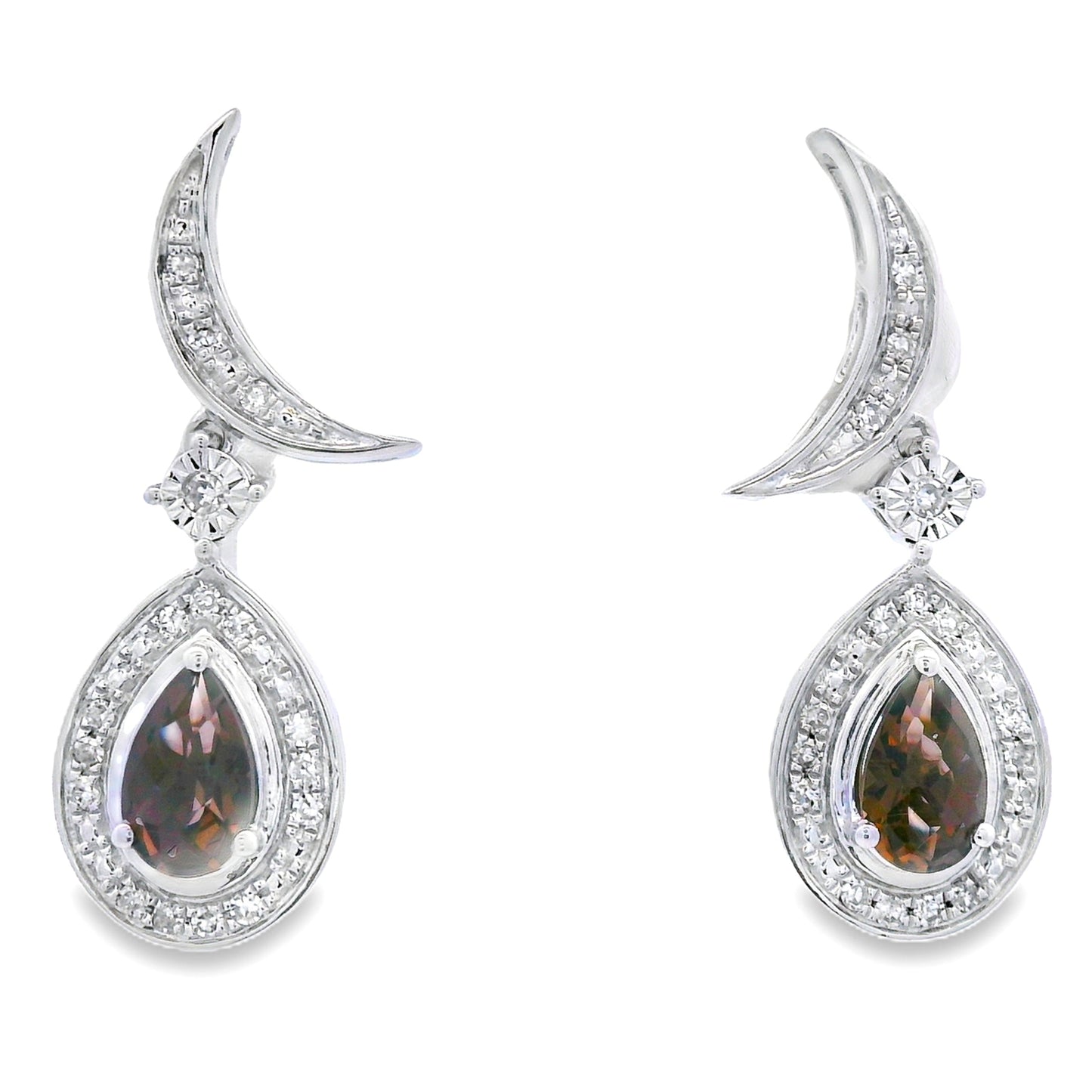 .47ct Boucles d'oreilles pendantes en diamant quartz en or blanc 10KT