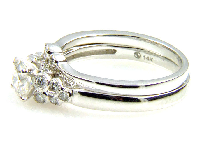 Bague de fiançailles antique de 0,90 ct en or blanc 14KT