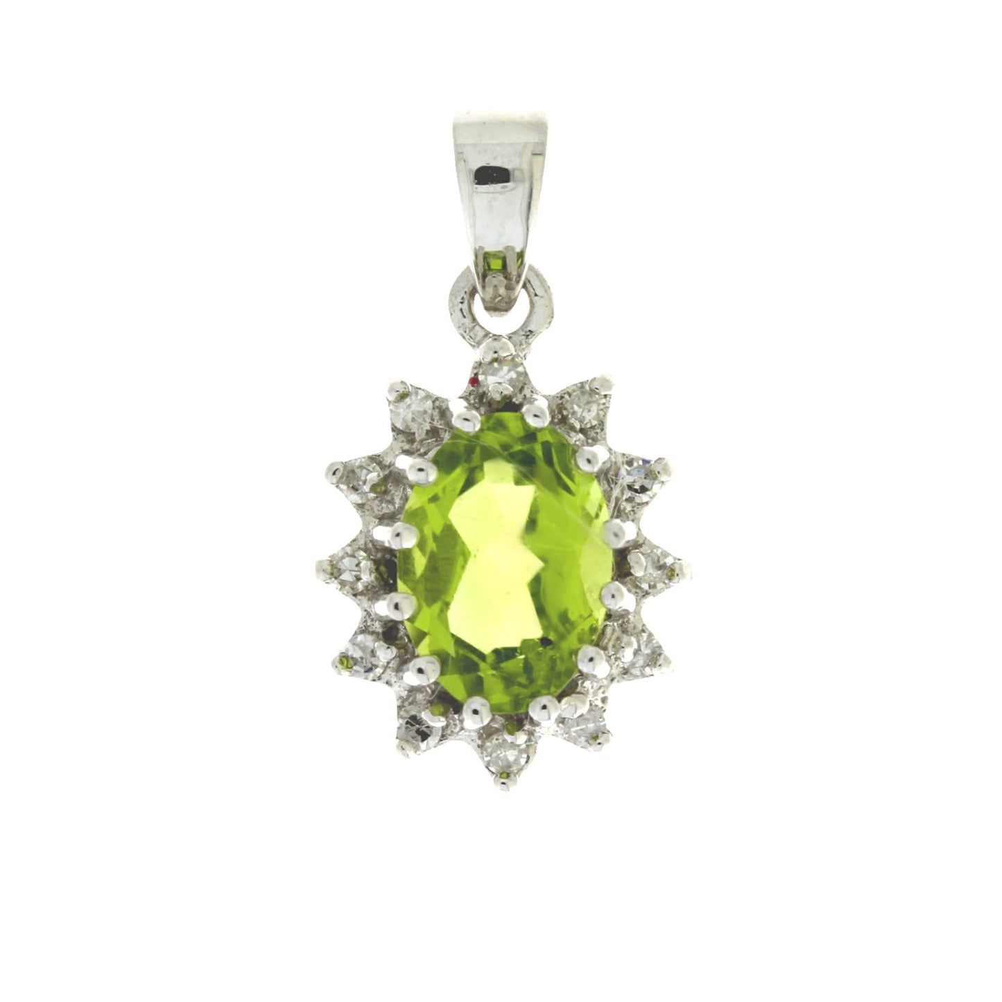 .96ct Peridot Diamond Fashion Pendant in 10KT White Gold